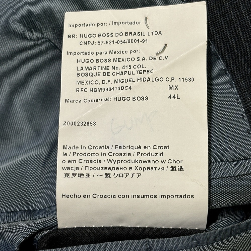 Hugo Boss Pasolini Movie Mens Suit 44L Check‎ Gray Blue Black Wool Coat Jacket - Picture 6 of 9